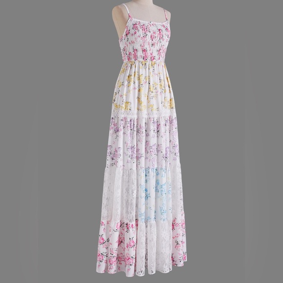 Chicwish Floral Maxi Dress in Pink, Yellow, and Blue - Picture 2 of 9